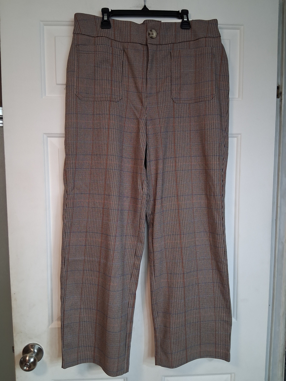 Cato Women's Plaid Straight-Leg Hi-rise Pants Brown Black Size 14